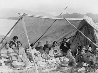 The Tsimshian people first settled American land over 6,000 years ago. This image was captured in 1890, after the fateful arrival of European settlers.