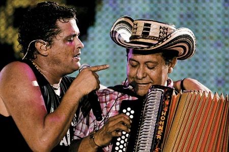 Colombian singer Carlos Vives (left, with Egidio Cuadrado at the 2007 festival) is bringing worldwide fame to the genre.