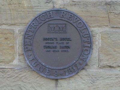 A plaque marking one of the sites of the Pentrich Revolution. 