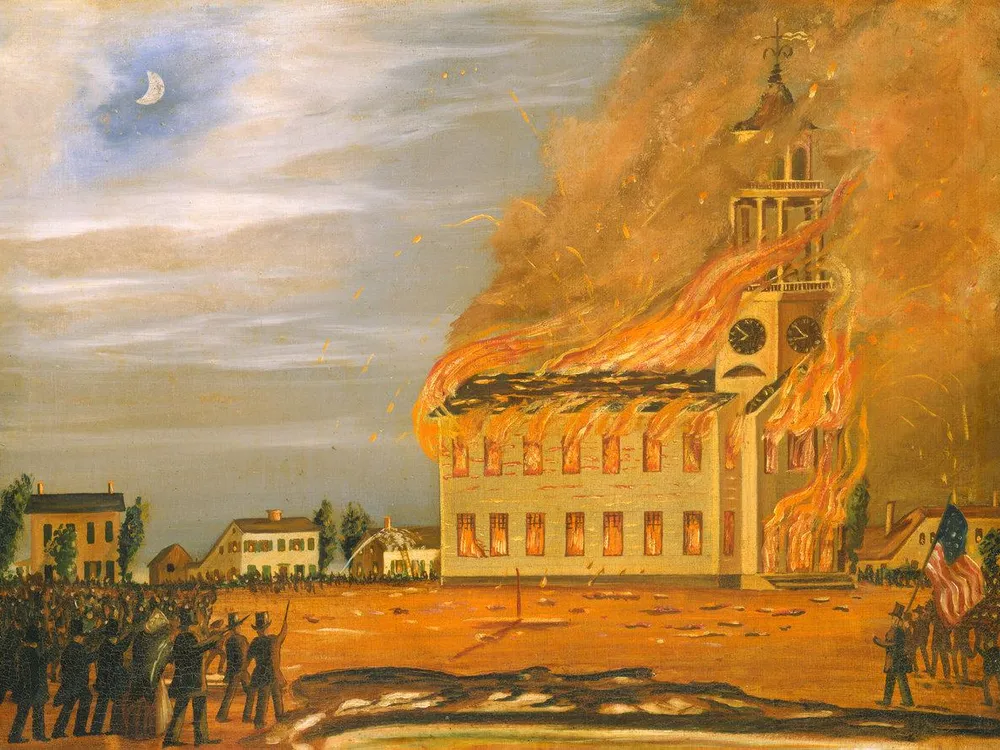Burning of church in Bath, Maine