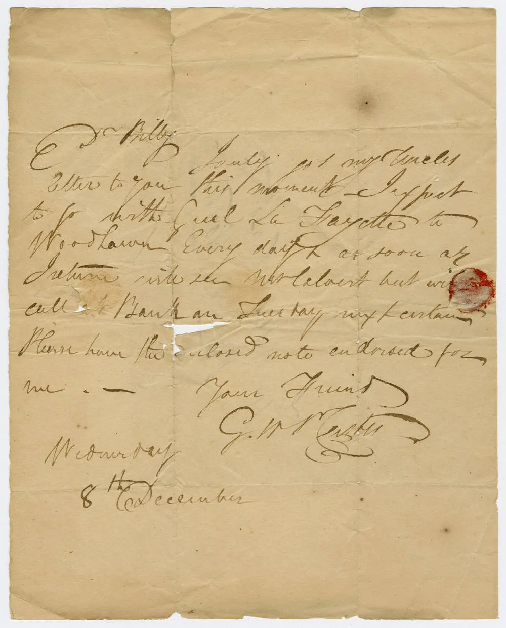 An 1824 letter from Wash to Costin