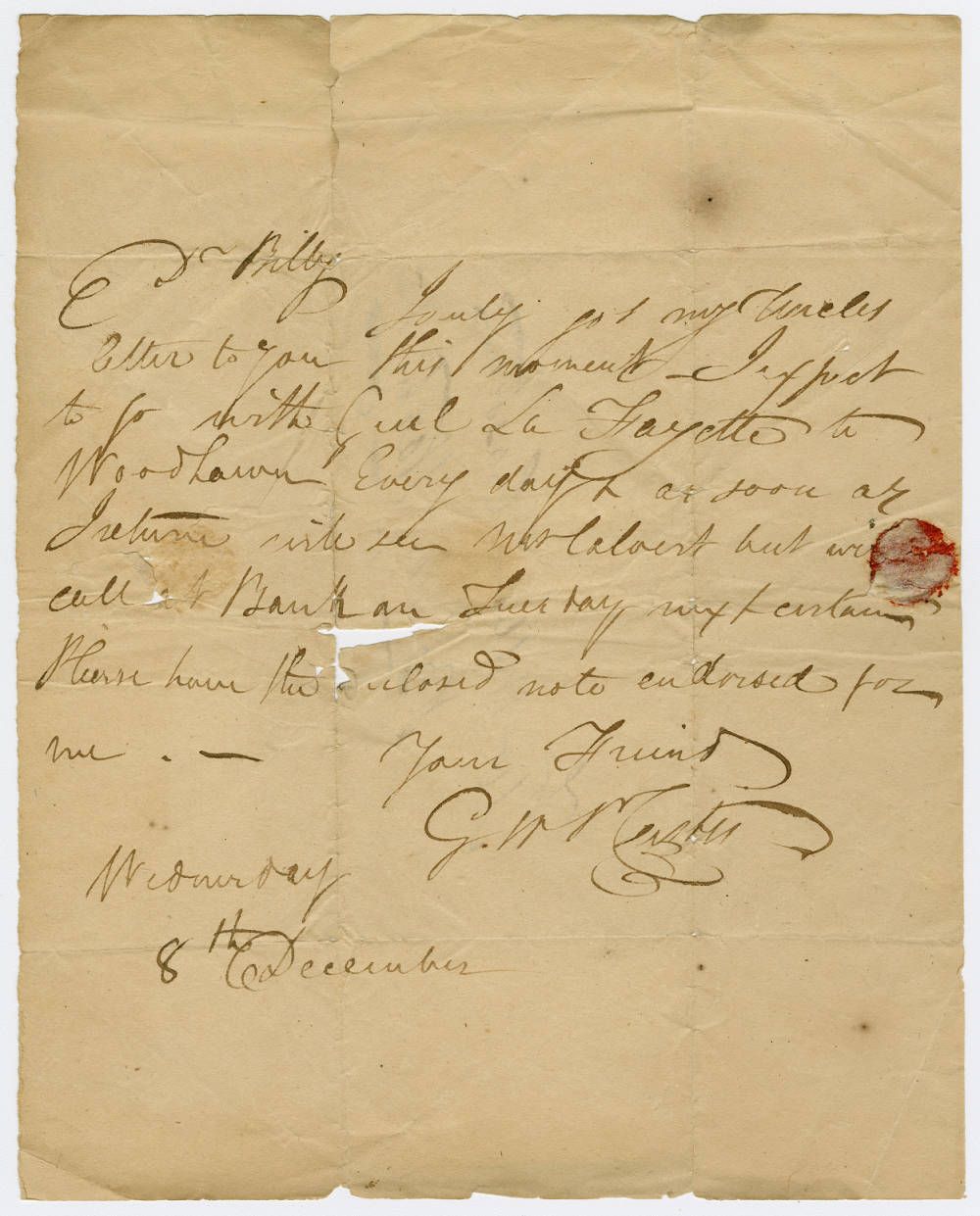 An 1824 letter from Wash to Costin