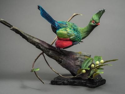 Last year's winner in the World Championship 
Wildfowl Carving Competition's Decorative Lifesize Wildfowl category, "Livingstone's Turaco" by Thomas Horn.