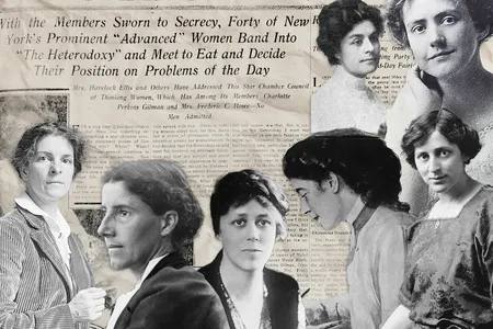 Heterodoxy&#39;s illustrious members included (clockwise from top right) Marie Jenney Howe, Susan Glaspell, Crystal Eastman, Rose Pastor Stokes, Doris Stevens, Charlotte Perkins Gilman and Rheta Childe Dorr.