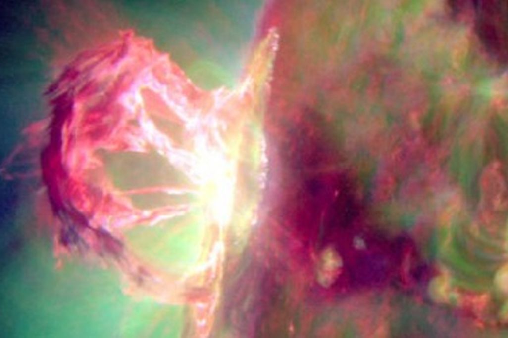 Monday's solar eruption at its peak moment