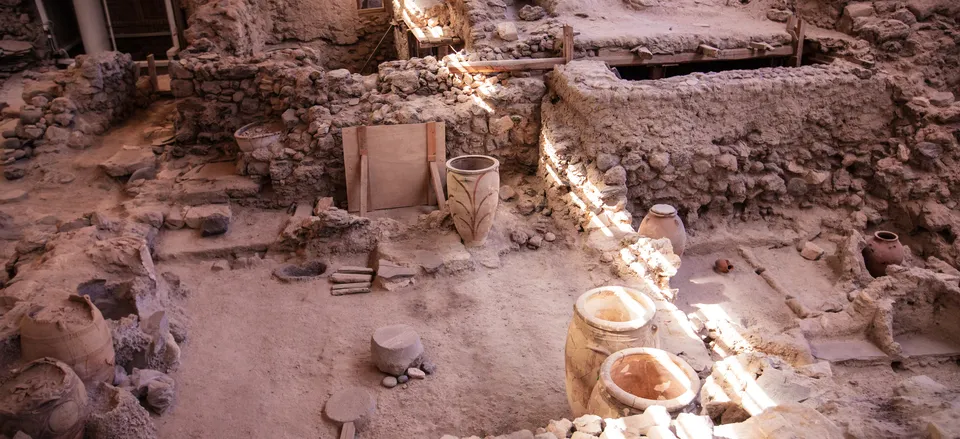  Part of the archaeological site of Akrotiri on Santorini 