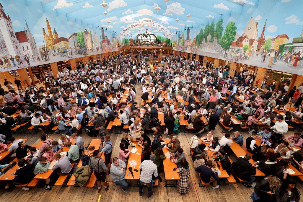 Crowds on the first day of Oktoberfest in Munich, Germany