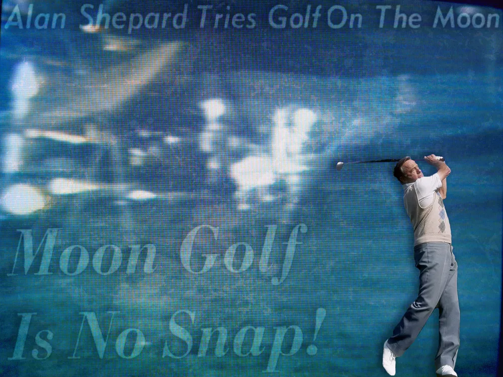 Illustration of Alan Shepard golfing on the moon