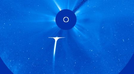 In this image from December 15, 2011, Comet Lovejoy appeared to be headed towards sure destruction in a collision with the Sun