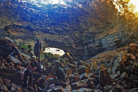 Practicing for Mars in New Mexico, a team of roboticists and scientists descend into Big Skylight Cave.