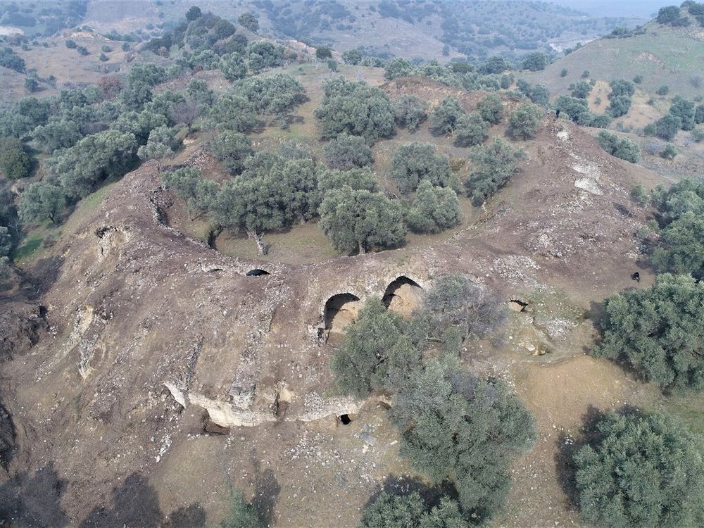 Aerial view of Roman amphitheater in Turkey