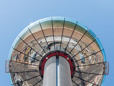 The viewing pod slides up and down the tower, which has been acknowledged as world's most slender by Guinness World Records.