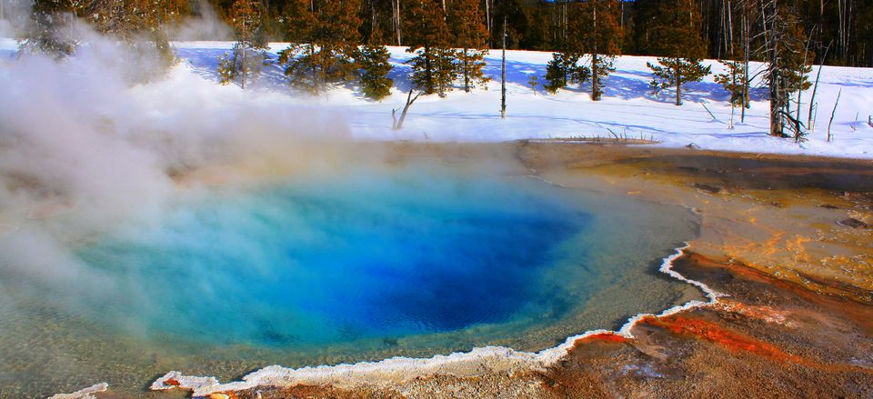  Natural hot spring in winter. Credit: Tyler Barratt