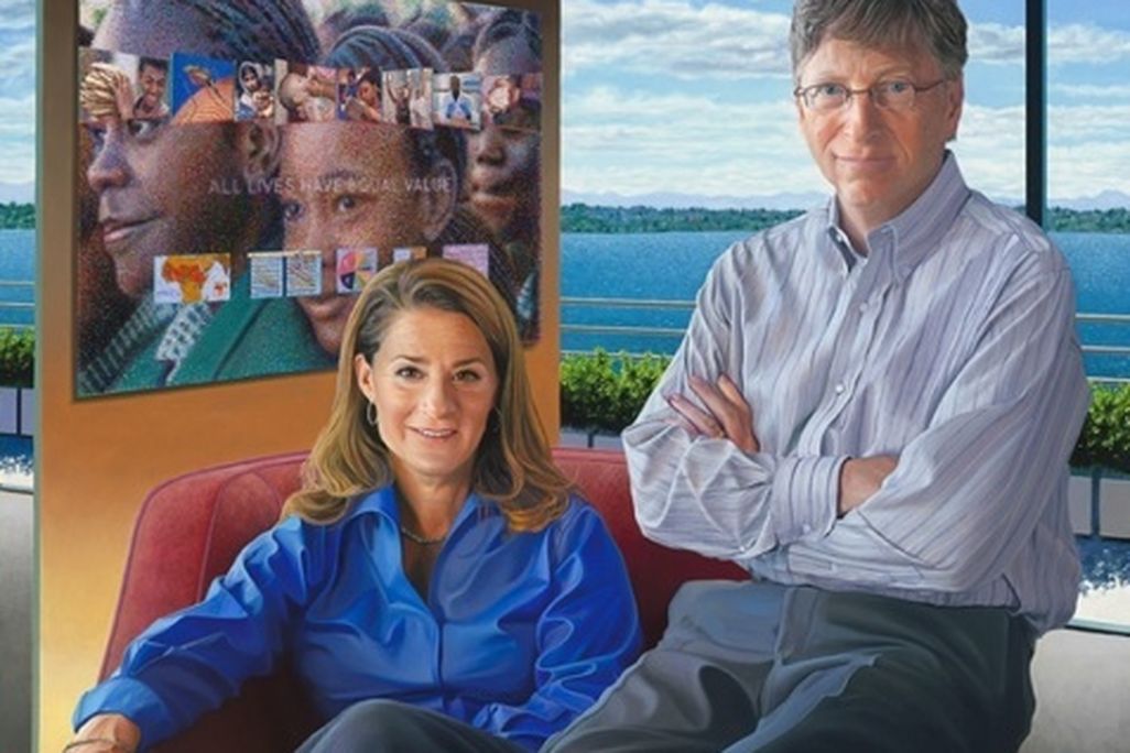 Portrait of global philanthropic team Bill and Melinda Gates by Jon Friedman, 2011