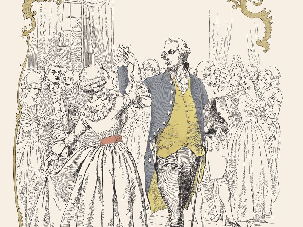 Harper's Bazaar celebrated the centennial of George Washington's 1789 inauguration with a cover featuring the first president dancing the minuet at his inaugural ball.