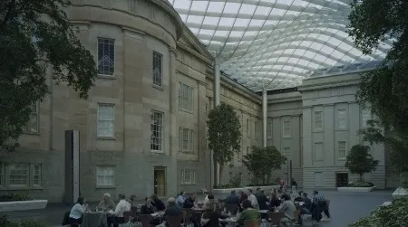 The covered Kogod Courtyard provides the perfect setting for Thursday’s jazz concert with the Freddie Redd-Butch Warren Quintet celebrating the legacy of Thelonius Monk.