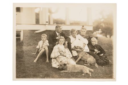 Portrait of the Tarbell family and their dogs, circa 1905, Edmund C. Tarbell papers, circa 1855-circa 2000, bulk 1885-1938. Archives of American Art, Smithsonian Institution.