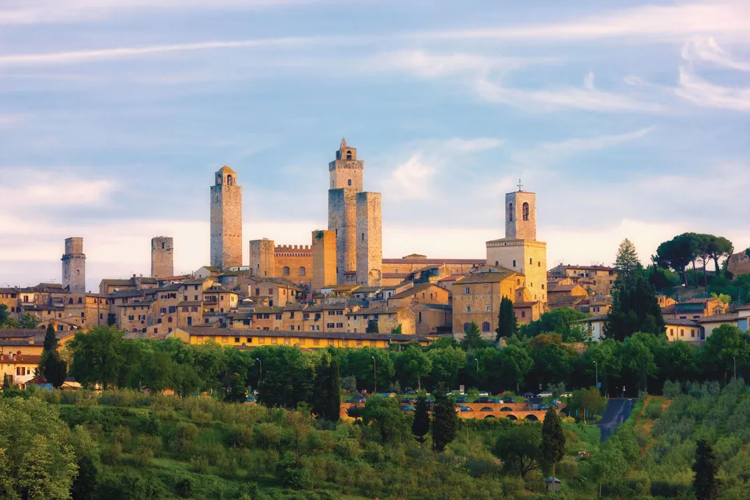 The hill town of San Gimignano, featuring its many medieval towers