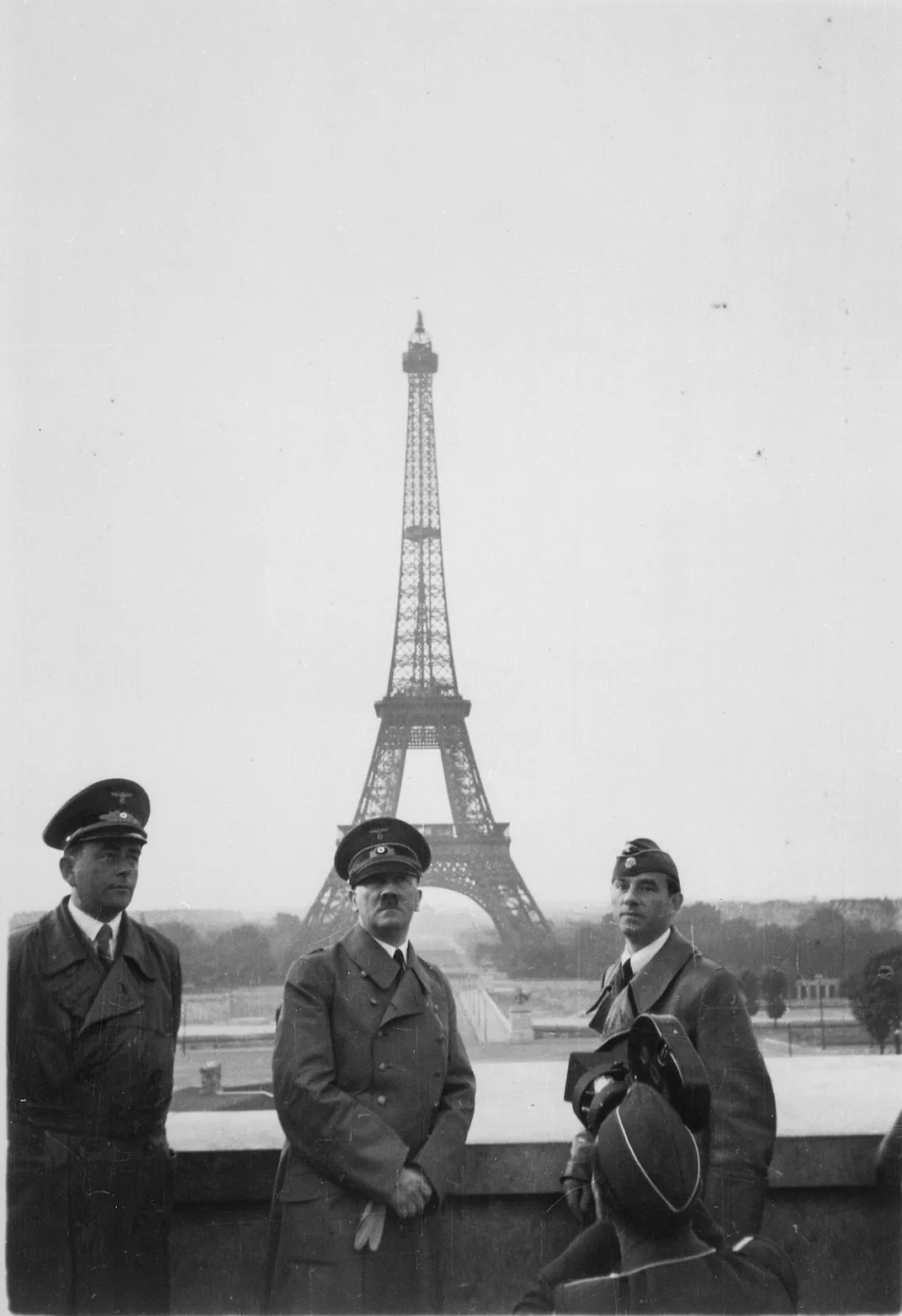 Adolf Hitler in front of the Eiffel Tower during the Nazis' occupation of Paris