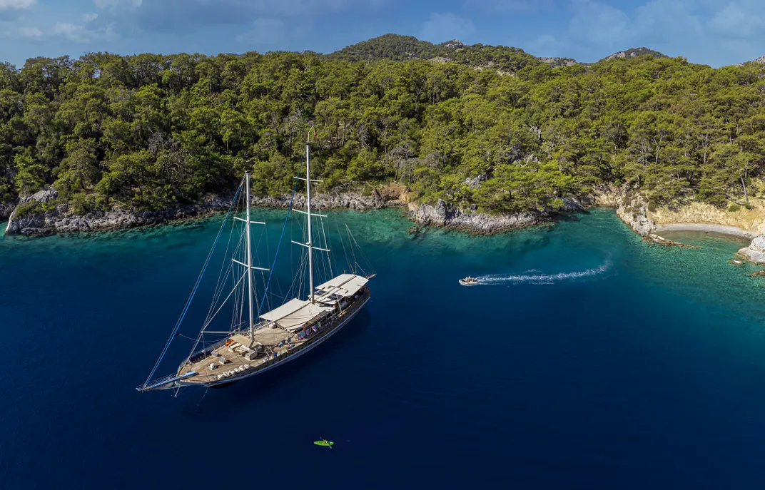 Gulet in a bay along the Turquoise Coast