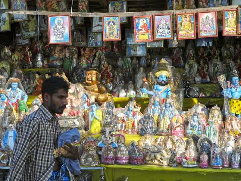Hindu ornaments on sale outside the temple in Jaffna Sri Lanka
