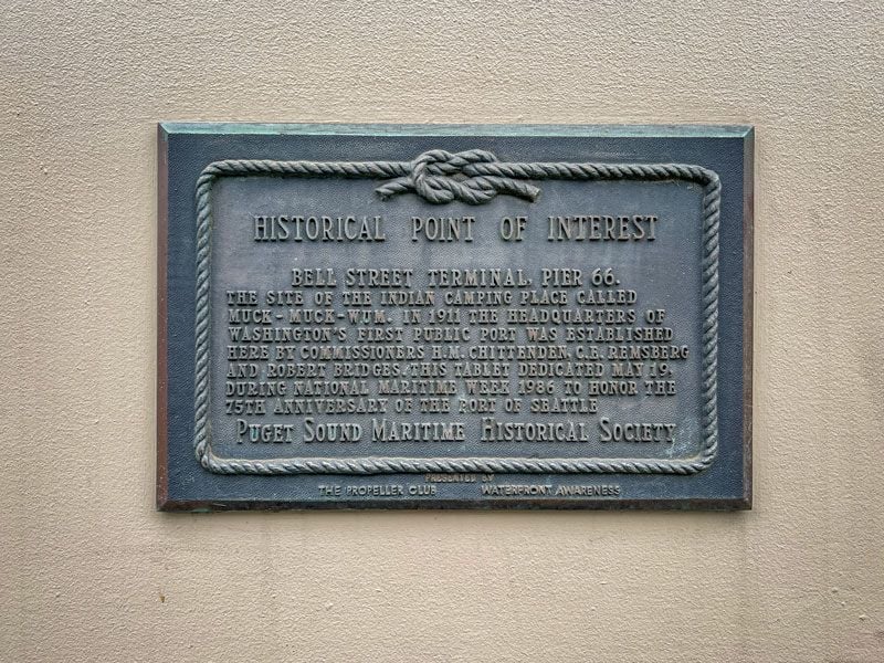 A "historical point of interest" marker in Seattle, Washington