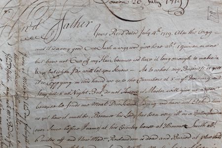 Dozens of 300-year-old letters that Ben Browne wrote to his father are now on display in England.