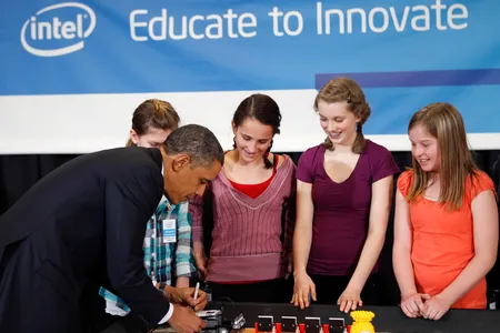 President Barack Obama visits finalists of the 2011 Intel Science Talent Search