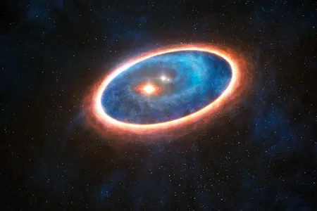 An artist's impression of the triple-star system of GG Tau-A, which might have the right conditions for planet formation