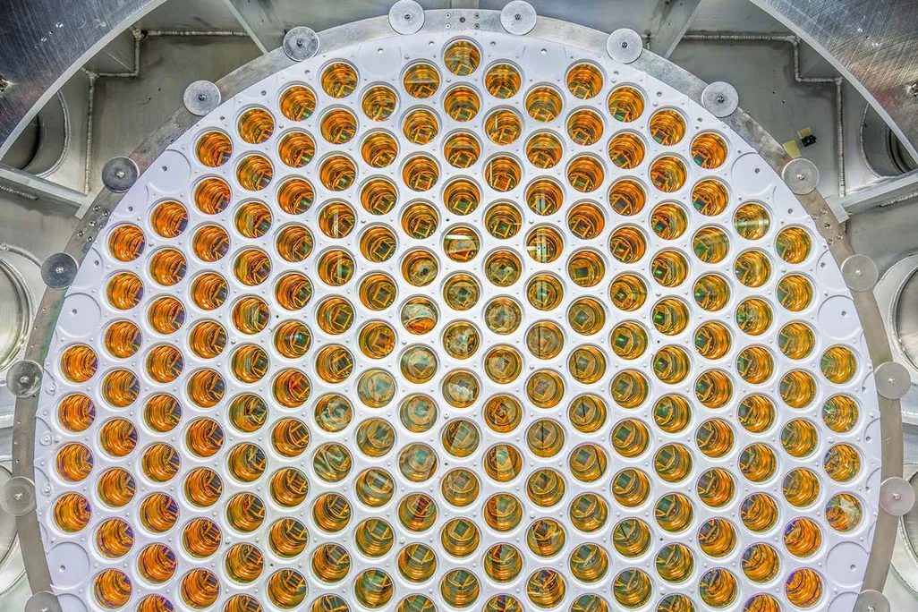 a display of yellow-looking light sensors
