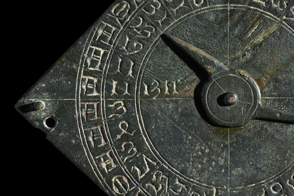 Close-up shot of engraved metal