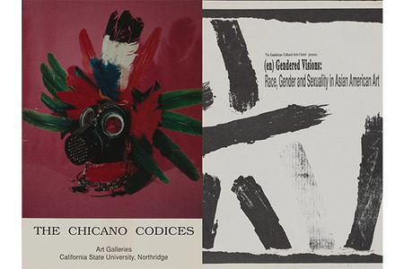 Exhibition announcement for The Chicano Codices, 1993. Kathy Vargas papers, 1980-2015. Archives of American Art, Smithsonian Institution. Exhibition catalog for (en)Gendered Visions: Race, Gender and Sexuality in Asian American Art, 1992. Kathy Vargas papers, 1980-2015. Archives of American Art, Smithsonian Institution.