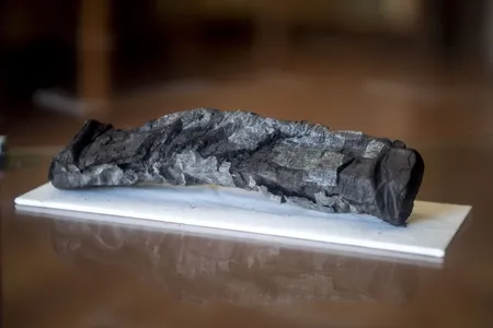 One of the&nbsp;scrolls carbonized by the eruption of Mount Vesuvius