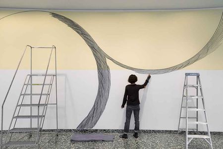 "One of the first questions I ask myself," says Washington, D.C.-based artist Linn Meyers is, "'How well can I approach the quirks of the architecture?'"