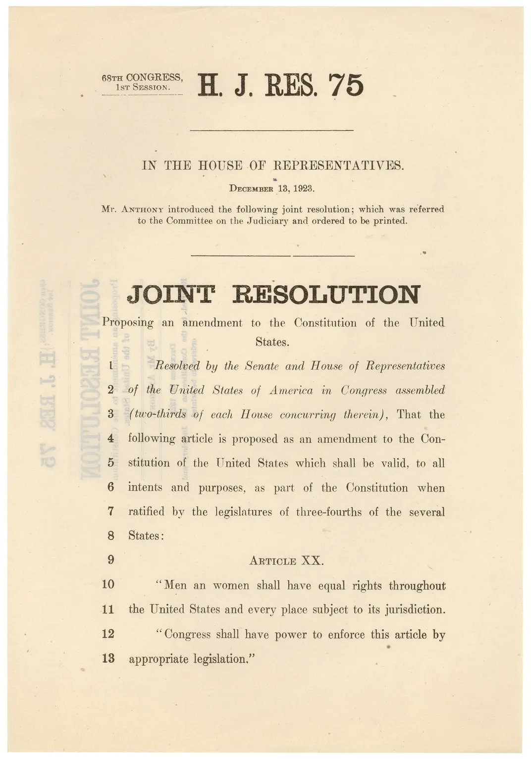 Resolution Rejecting the 12th Amendment