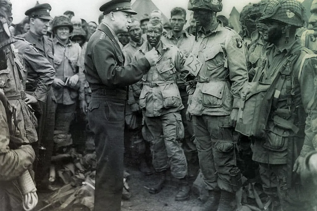 Eisenhower meeting troops
