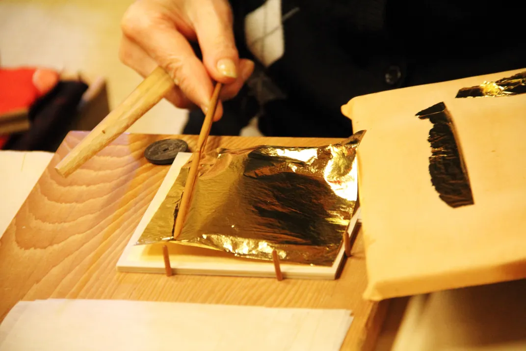 The art of gold leaf, Kanazawa. Credit: Courtesy Japan Tourism Bureau