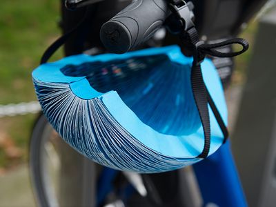The EcoHelmet is a foldable, recyclable helmet constructed of paper with a water-resistant coating.