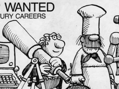Careers of the future as illustrated by Cy DeCosse for the 1982 book, The Kids Whole Future Catalog