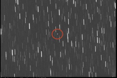Asteroid 2010 WC9 as it appeared on May 15, 2018, at a distance of 453,600 miles.