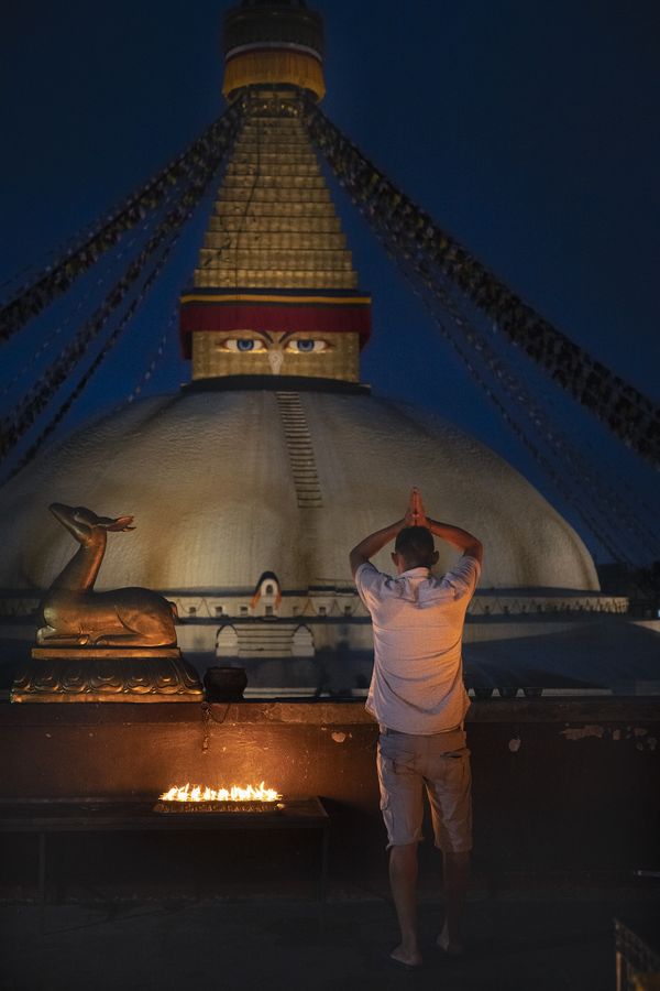 A Candlelit Ascent at Boudhanath Stupa thumbnail
