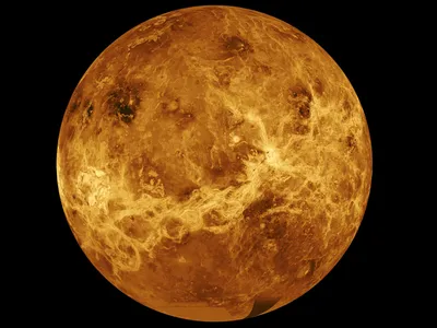 Computer-simulated global view of Venus.