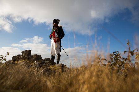 Merrill Joshua, of St. Helena’s tourism board, dressed in full Napoleonic regalia to depict the island’s most famous resident.