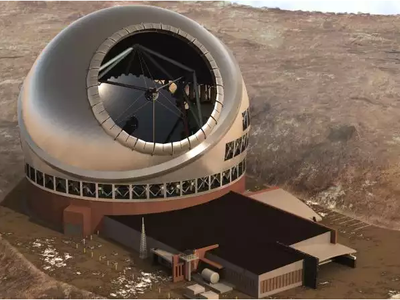An artist's rendering of the proposed Thirty Meter Telescope atop the Hawaiian volcano Mauna Kea.