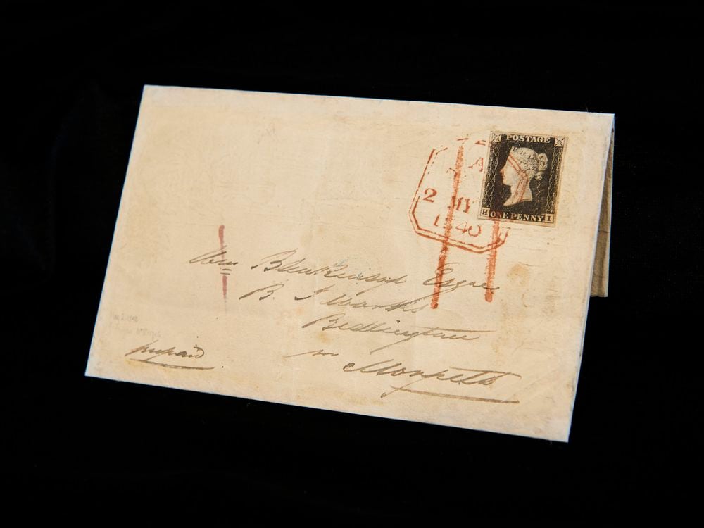 Old envelope with black stamp