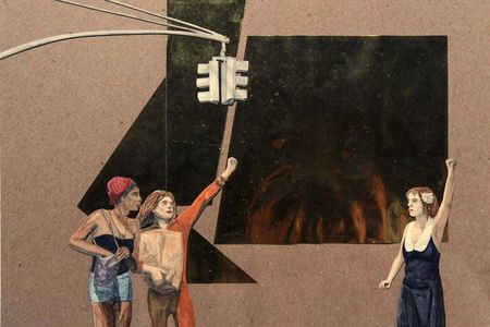 S.T.A.R. (2012) by Tuesday Smillie. Watercolor collage on board.