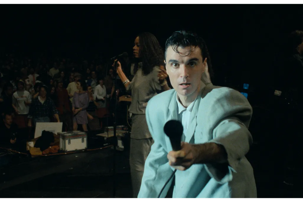 David Byrne on stage in Stop Making Sense