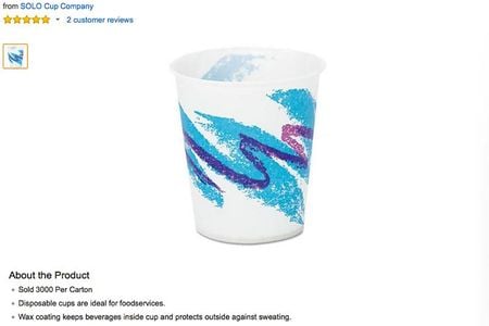The Jazz pattern that graced paper cups, like this one in the 1990s, remains a source of fascination in pop culture. 