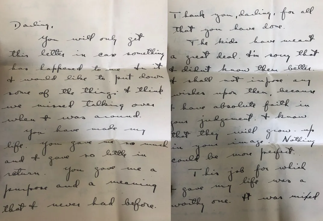 Pages from Coolidge's handwritten letter to his wife, Helen