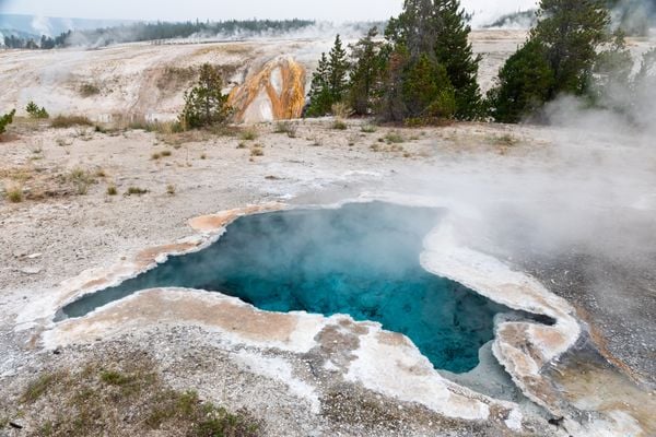 Blue water geyser Yellowstone Wyoming thumbnail